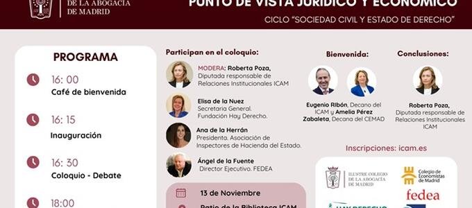 13 de noviembre | El ICAM organiza un debate sobre la financiación autonómica desde un enfoque jurídico y económico 