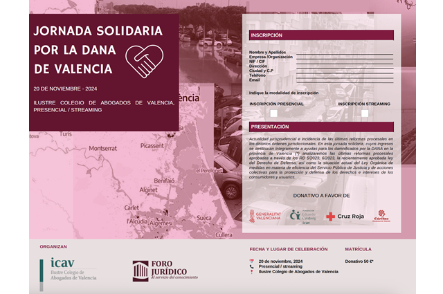 20 de noviembre | El ICAV organiza una jornada solidaria de formación para apoyar a los afectados de la DANA en Valencia