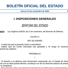 El BOE publica la Ley Orgánica del Derecho de Defensa, un hito para la Abogacía”